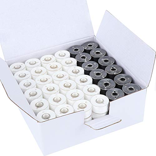 New brothread 144pcs Size A SA156 Prewound Bobbin Thread -96White + 48Black - color: White + Black SA156 90WT