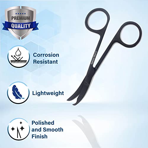 Premium Quality Suture Northbent Stitch Curved Scissors 3.5" (Black) - color: Black
