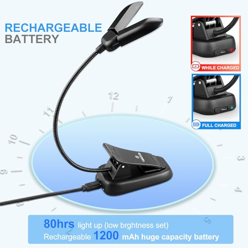 Vekkia 14 LED Rechargeable Book Light for Reading at Night - color: Jet Black
