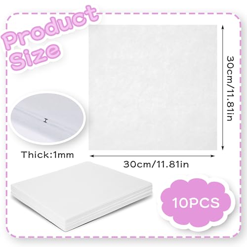 12" x 12" Squares Felt Sheets Fabric, 10Pcs Felt Fabric for Crafts, 1mm Thick Halloween Christmas Fabric Fall Felt Non-Woven Felt Paper for Sewing DIY Projects(White) - color: White