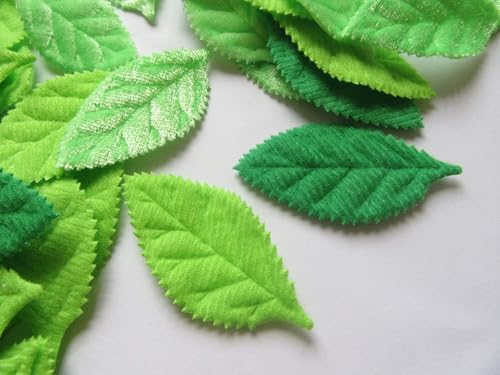 YYCRAFT Pack of Padded 2-Faced Satin Velvet Leaf Appliques/Craft (180 PCS Lime/Green) - color: 180 PCS Lime/Green
