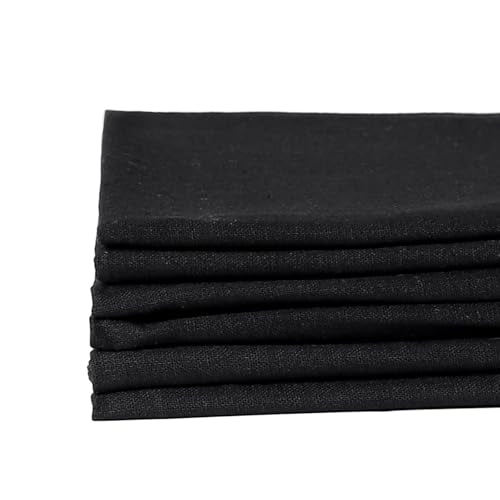 6 Pcs 18 x 21 Inches Cotton Fabric Precut Quilting Fabric Bundles Solid Colors Quilt Material for DIY Craft Sewing Embroidery (Black) - color: Black