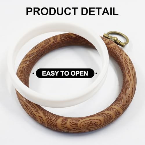 Marvexi 2Pcs Oval Embroidery Hoops 8.2"x11", Vintage Cute Faux Wood - style: 8.2"x11"
