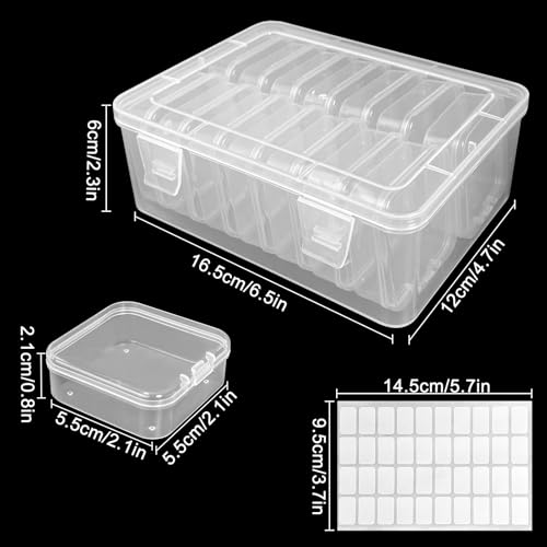 Guyuyii 15 Clear Plastic Bead Storage Containers with Hinged Lids & Labels - size: 15 Pcs