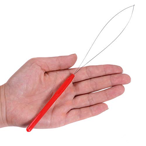 6 Pcs Plastic Hair Extension Loop Needle Threader Pulling Hook Tool Micro Nano Bead Device Tool for Hair Extensions and Feather Extensions (Multicolored)