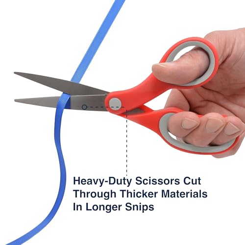 Westcott Scissors Set With 8-Inch Craft Scissors and 4-Inch Thread Snips, Red/Gray, Durable Fabric Scissors for Sewing, Quilting, and Other Craft Projects - size: 8-inch