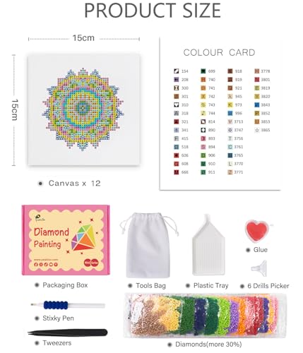 PeakLuv Small Diamond Art Kits Mandala Mini Diamond Painting Kits - color: Mandala