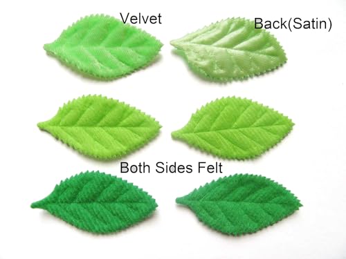 YYCRAFT Pack of Padded 2-Faced Satin Velvet Leaf Appliques/Craft (180 PCS Lime/Green) - color: 180 PCS Lime/Green