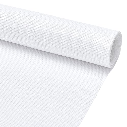 BENECREAT 16CT Cotton Cross Stitch Fabric, 40x20 Inch Aida Cloth 16 Count Embroidery Cloth for Craft Embroidery, Handmade Needlework, DIY Handicrafts, 0.5mm Thick - size: 40x20inch (16CT)