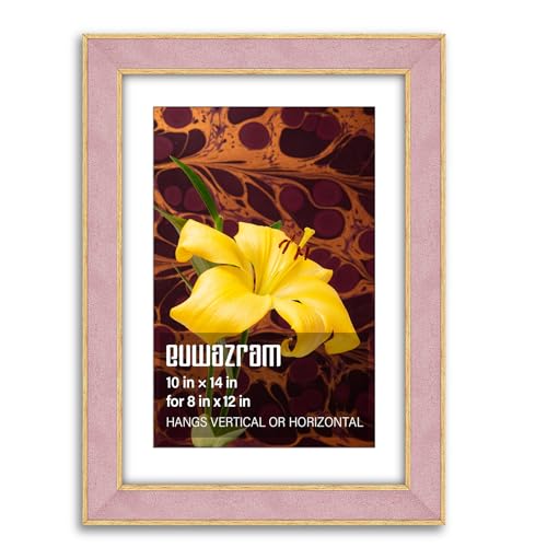 Suede 10x14 Frame - Single Frame, Elegant Pink 10 x 14 Poster Frame with Mat for 8x12, 10x14 Picture Frames for Artwork, Puzzles, Photos, and Movie Posters - color: Pink, size: 10" x 14" / 8" x 12" mat