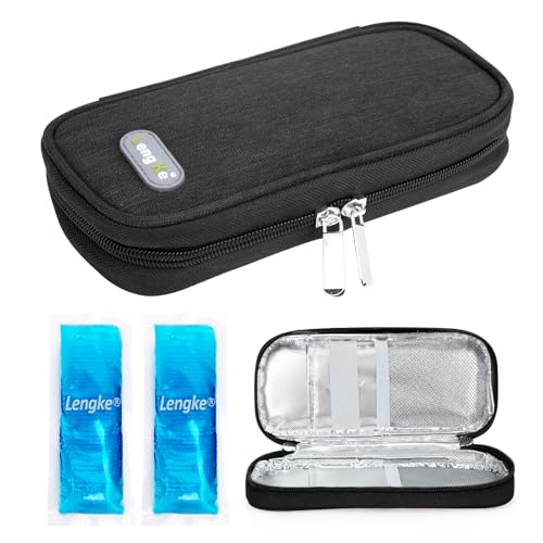 YOUSHARES Insulin Cooler Travel Case - Diabetic Case Insulated Organizer Portable Cooling Bag for Insulin Pen and Medication Diabetic Care Supplies with 2 TSA Approved Ice Pack (Black) - color: Black