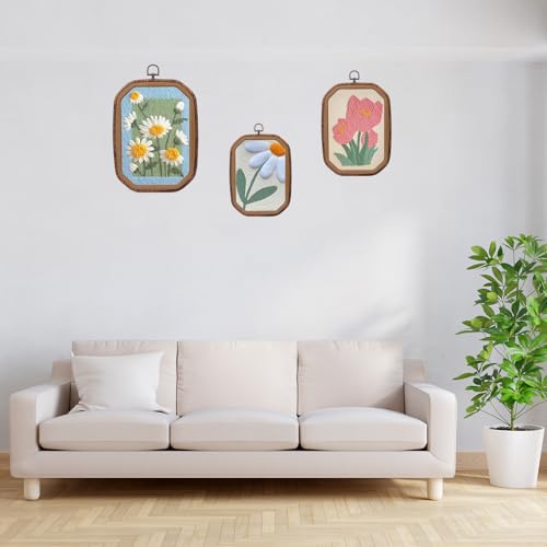 Embroidery&Cross Stitch Frames for Display,6PC Rectangle Embroidery Hoops,Three Sizes Rectangle Frames for Embroidery Perfect for Sewing, Home Decor and Embroidery