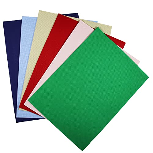 KCS 6 pc of 12" x 18" (30cmx45cm) Counted Cotton Aida Cloth Cross Stitch Fabric (14CT-M) - color: 14ct-m