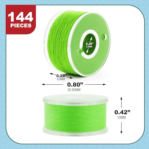 Mandala Crafts Lime Green 15J SA156 Prefilled Bobbin Thread, 144 PCs - color: Lime Green, size: Size A 144 X 142 Yards
