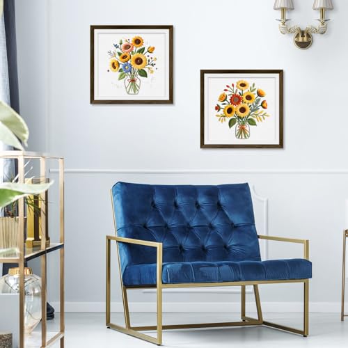 ERKOON Embroidery Kit for Beginners Adult, 2 Set Flower Cross Stitch Set Include Embroidery Cloth Hoops Threads for Craft Lover Hand Stitch with Embroidery Skill Techniques (Sunflower) - color: Sunflower