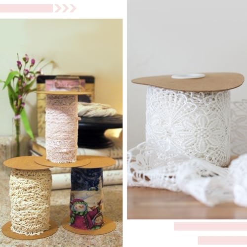 SUNNYCLUE 10 Sets Paper Sewing Spools Paper Ribbon Spool Bulk Unfinished White Empty Wire Weaving Textile Rope Roll Crochet Cords Lace Line Strings Organizer Thread Bobbin for Embroidery Art DIY Craft