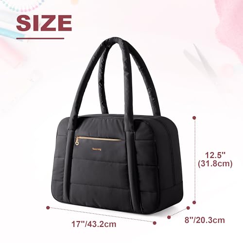 Teamoy Puffer Sewing Machine Carrying Case, Black - color: Black