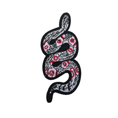 One Flower-Shaped Snake-Skin Embroidery Patch - style: 1pc Flower Snake Patch