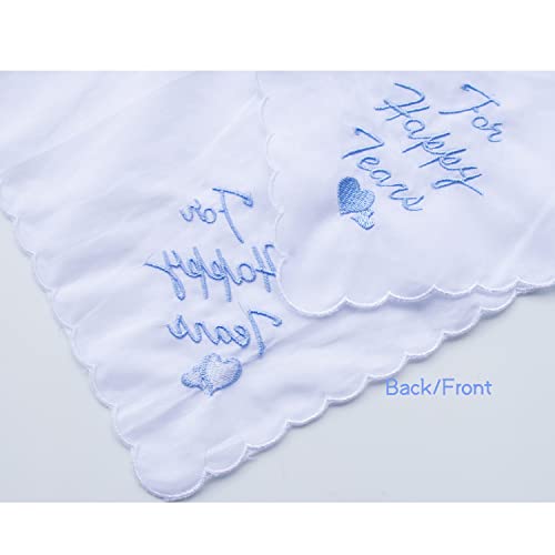 MileyMarla Ladies Embroidery Cotton White Handkerchiefs Lace Wedding Hankies - color: J02-happy Tears 3pcs