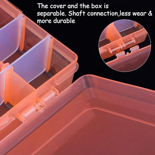 AKOAK 1 Pack 24 Grid Plastic Storage Case, Transparent Jewelry Display Organizer, Detachable Divider -7.5"x 5.1"x 1.4" for Beads, Jewelry, Earrings, Rings (Orange) - color: Orange
