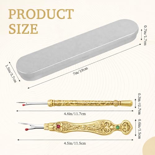 2Pcs Vintage Seam Rippers, Metal Stitch Remover Set, European Carved Handle Stitch Ripper, Sharp Durable Handy Crafting Removing Threads Tools for Needlework, Leatherwork (Gold AB) - color: Gold AB