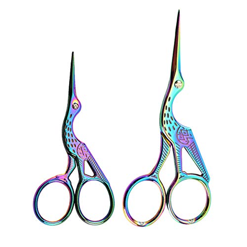 2PCS Vintage Stork Shape Sewing Scissors Stainless Steel Scissors - color: Colorful