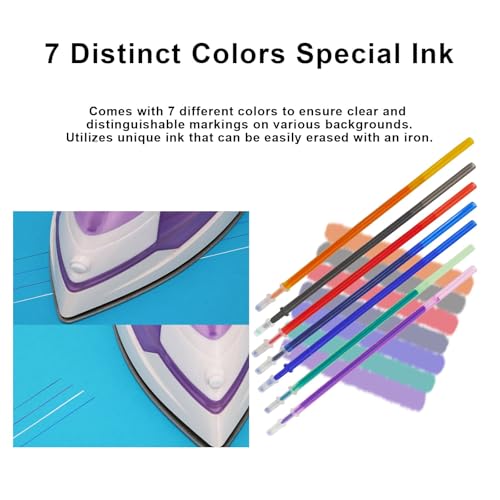 7-Color Heat Erasable Fabric Markers with 21 Refills, Extra-Fine 0.5mm Tip for Sewing, Quilting, Embroidery, Crafts & DIY Projects - color: 28pcs