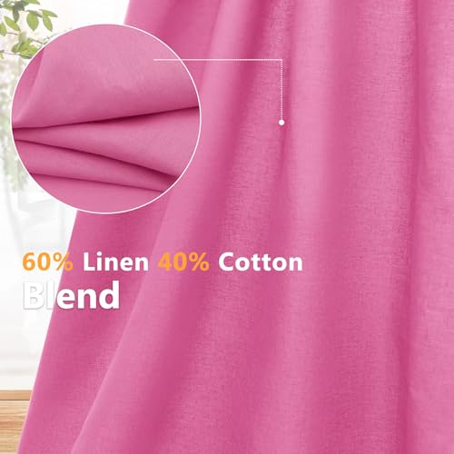 NSGZ Pink Linen Cotton Fabric 1 Yard 61" Wide, Linen Cotton Blend - color: Pink, size: 1 Yard
