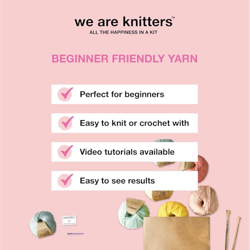 We Are Knitters Stitch Sampler Knitting Kit | Beginner-Friendly Knitting Starter Kit with Yummy Yarn | Learn Essential Stitches & Make Your First Snood - color: Yummy Yarn White