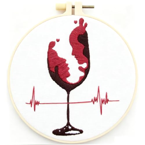 Couple Embroidery Kits for Beginners Adults, Abstract Face Embroidery Starter Kit, Hand Stamped Cross Stitch Kits for Adults Anniversary Valentine's Day Gifts, Embroidery Hoop, Thread & Video Tutorial - color: H1093, size: 6.3Inch