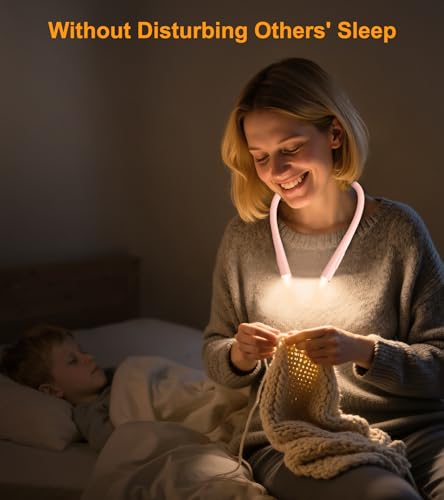 Gritin Book Light, Eye Caring 4-Color&5-Brightness Neck Light Reading Light - color: Pink, size: Upgraded