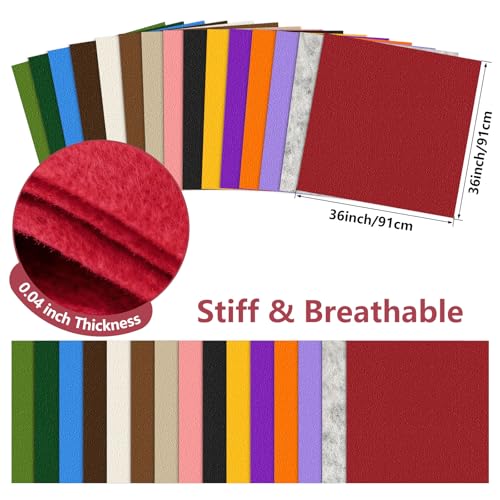 Red Stiff Felt Sheet 36'' X 36'', 1mm Large Felt Fabric Sheet for Crafts - color: Red