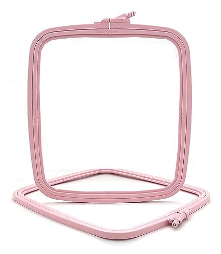 Nurge Square Embroidery Hoop - Plastic Cross Stitch Frame for Needlepoint & Embroidery - Adjustable Craft Hoop - Pink - No:4 (Large) - color: Pink, size: No:4 (Large)
