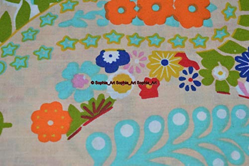 Indian Hand-Block Printed Jaipuri Flower Print Floral Ethnic Sanganer Kurti Print Cotton Fabric (Beige Paisley, 20 Yard) - color: Beige Paisley, size: 20 yard
