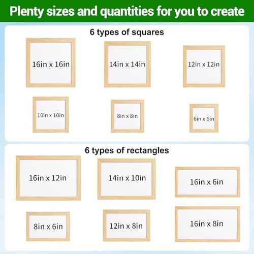 24 Pcs Stretcher Bars for Needlework with 100 Tacks, 6 Sizes Wooden Canvas Splicing Needlepoint Stretcher Bars Frame Set for Embroidery & Craft Supplies