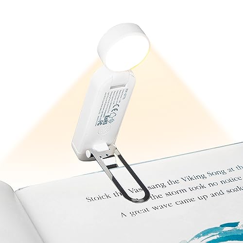 VAVOFO USB Rechargeable Book Light, Bookmark Clip on LED Reading Light - color: White