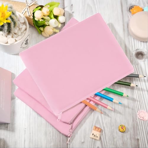 Gejoy 10 Pack Blank Canvas Cosmetic Bags Zipper Pouch DIY,M,Pink - color: Pink, size: Medium
