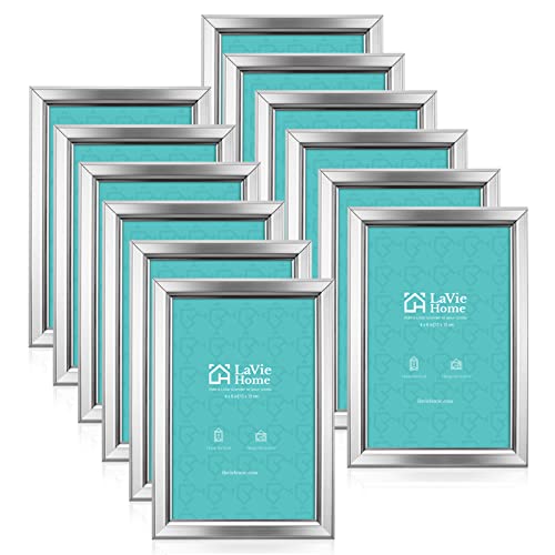 LaVie Home 4x6 Picture Frames (12 Pack, Silver) Simple Designed Photo Frame with High Definition Glass for Wall Mount & Table Top Display, Set of 12 Classic Collection - color: Silver, size: 4x6