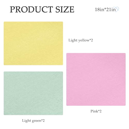 6 Pcs 18 x 21 Inches Cotton Fabric Precut Quilting Fabric Bundles Solid Colors Quilt Material for DIY Craft Sewing Embroidery (Pink Yellow and Light Green) - color: Pink Yellow and Light Green