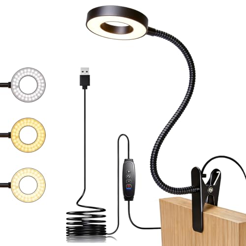 Clip on Book Light, LED Desk Lamp with Clamp, Flexible Gooseneck