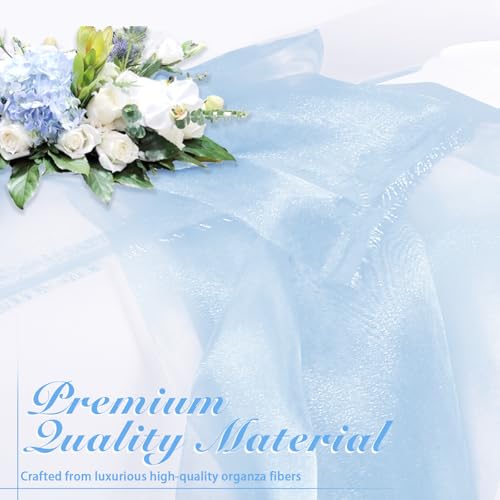 Manyshofu Baby Blue Organza Fabric by The Yard, 60 Wide (1 Yard) - color: Baby Blue, size: 1 Yard