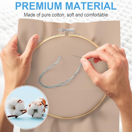 Cross Stitch Fabric 14 Count Aida Cloth 28 x 19 Inch Large Size Classic Reserve Cross Stitch Supplies Embroidery Fabric for Home DIY Craft Decoration Handmade, Tan - color: Tan, size: 14 CT 28 x 19In