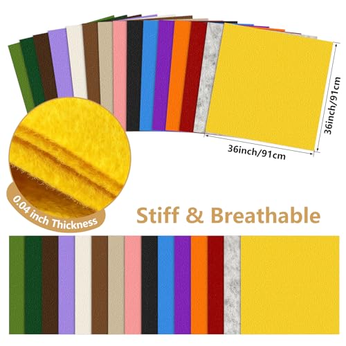 Yellow Stiff Felt Sheet 36'' X 36'', 1mm Large Felt Fabric Sheet for Crafts - color: Yellow