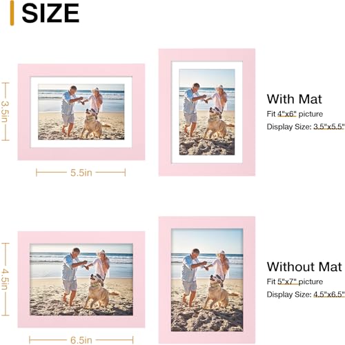 decorUhome 5x7 Picture Frame Fits 4x6 Photos with Mat, Pink - color: Pink, size: 5x7