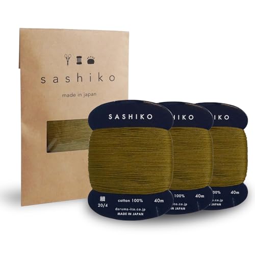 DARUMA Sashiko Thread Card Rolls Set of 3 (43.7 Yards x3) - Sewing & Embroidery, Includes Instruction Manual and Gift Packaging (Thin, Warbler) - color: Warbler, style: Thin