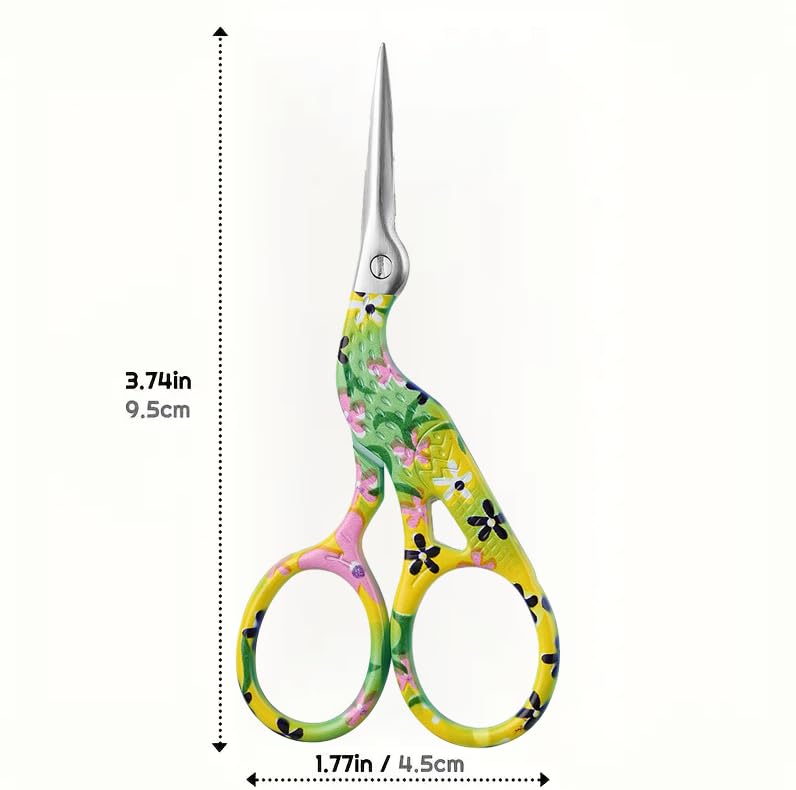 Ergonomic Stainless Steel Embroidery Scissors,Sharp and Durable,Suitable for Crafts and Everyday Use - Comfort Grip - color: Green