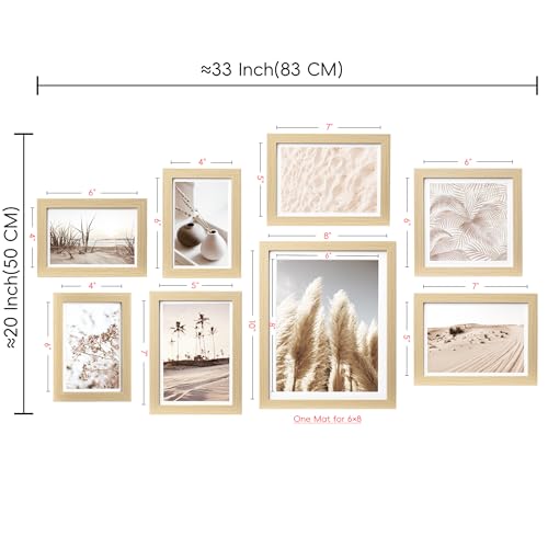 ArtbyHannah Gallery Wall Frame Set, 8 Pack Beige Picture Frames, Small - color: Beige, size: Small