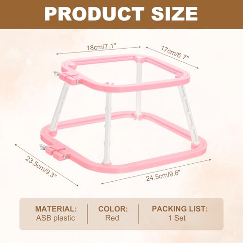 PATIKIL 7.1" x 6.7" Square Embroidery Hoop Stand, Adjustable ABS Plastic Cross Stitch Stand Hands-Free 2-Tier Embroidery Hoop Holder Punch Needle Frame for Sewing Arts Needlework, Red - color: Red, size: 7.1" x 6.7"