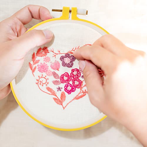 Pllieay 6 Pieces Plastic Embroidery Hoops Set and 16 Pieces Needles - style: Circle - 3.4", 4.7", 6", 7.67", 9", 10.2"