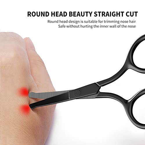 Nose Hair Scissors, Round Tip Safety Eyebrow Tool, Black Stainless Steel. - color: Small Scissors-black